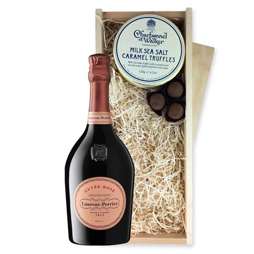 Laurent Perrier Cuvee Rose Champagne 75cl And Milk Sea Salt Charbonnel Chocolates Box
